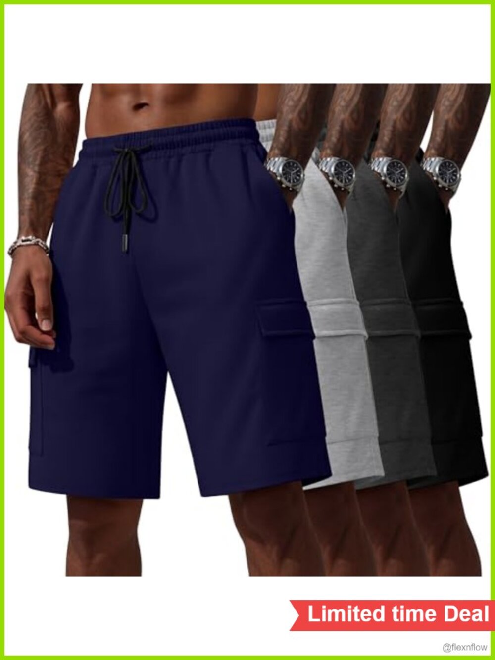 Men's Big & Tall Cargo Shorts 4 Pack Polyester Spandex Athletic